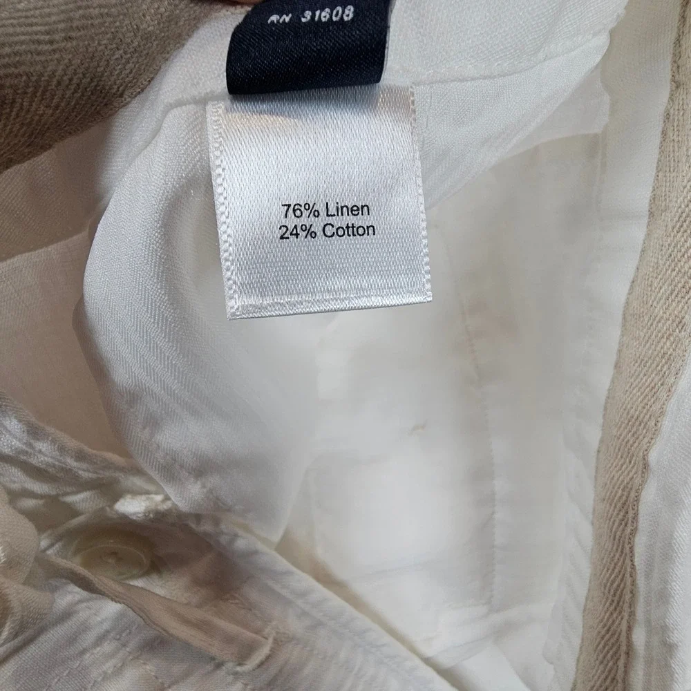 Jos. A. Bank Mens 36x30 White Linen Tailored Fit Drawstring Pants Summer Beach